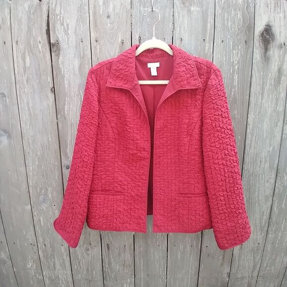 Chico's Jackets & Blazers - Chico's size 2 (US M) jacket red shirred textured